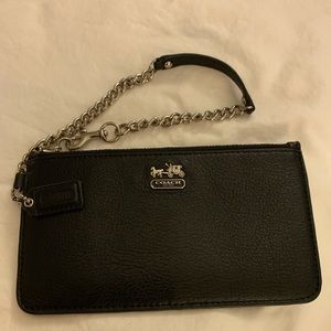 Coach black leather wristlet